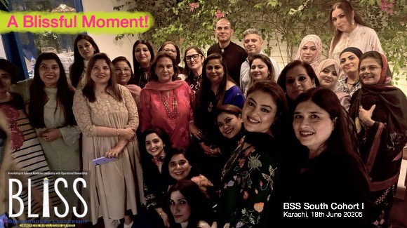 School Heads from Beaconhouse celebrate a blissful moment of connection and shared leadership during the BLISS Leadership Platform pilot workshop.