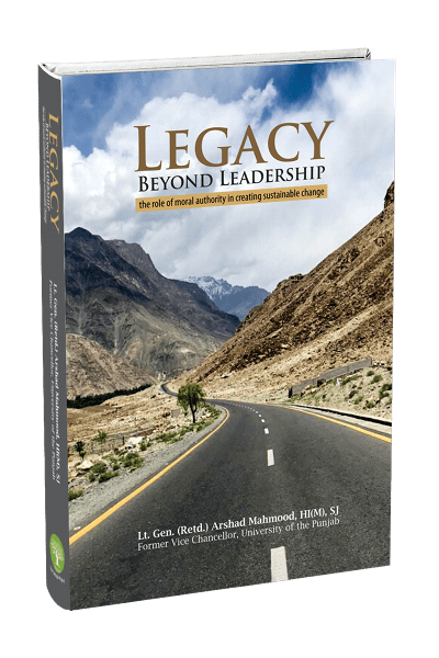 Legacy Beyond Leadership book cover showing a mountain road leading into light, symbolising a leader’s journey of purpose and moral authority.